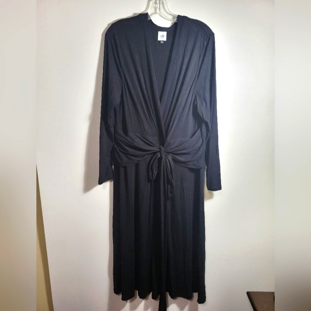 Cabi Black Long Sleeve Dress with Tie Front     women's XL. #2560